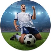 Muurcirkel Juichende Voetballer - FootballDesign | Dibond kunststof 50 cm | Unieke voetbal wanddecoratie