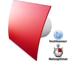 Pro-Design badkamerventilator - TIMER + VOCHTSENSOR (KW100H) - Ø 100mm - gebogen GLAS - mat rood