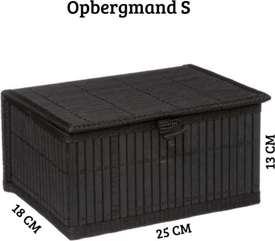Tienerjaren Grommen jeugd 3x Opbergmand - Opbergbox met deksel - Zwart - Opbergdoos - Bamboe -  Kinderkamer -... | bol.com