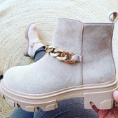 Shoekueen Dames  Beige Enkellaarzen Suede Schakelketting 38