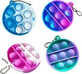 Blij Kind Sleutelhanger Popit - Pretpakket - Fidget - Pakket - Marbles - Fidget - Sleutelhanger - Mini - Rond - Set - 4 stuks - Marble - Roze - Blauw - Regenboog