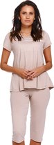 Doctor Nap Katoenen Pyjama Dames Volwassenen | Korte Mouw & 3/4 Broek | Pyama Dames Volwassenen | Beige PW.9232 L