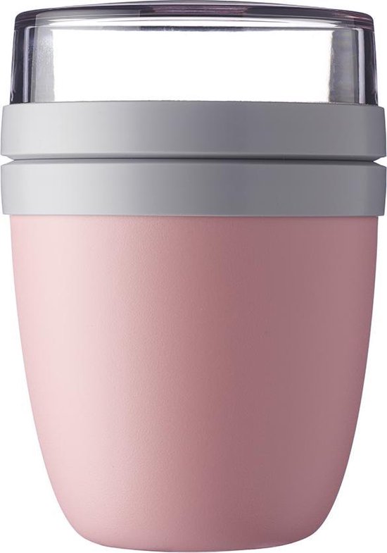 Mepal Lunchpot – 500 ml + 200 ml – Yoghurt en Muesli beker to go – Ellipse – Nordic pink