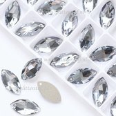 Opnaai Glitter steentjes , Eye Shape Cristal, Sew on Stone, 2 holes Flatback Rhinestones, Strass Navette 7x15mm 48st| Strasstenen van Glas | Glitter steentjes voor turnpakje, Ritmische pakjes