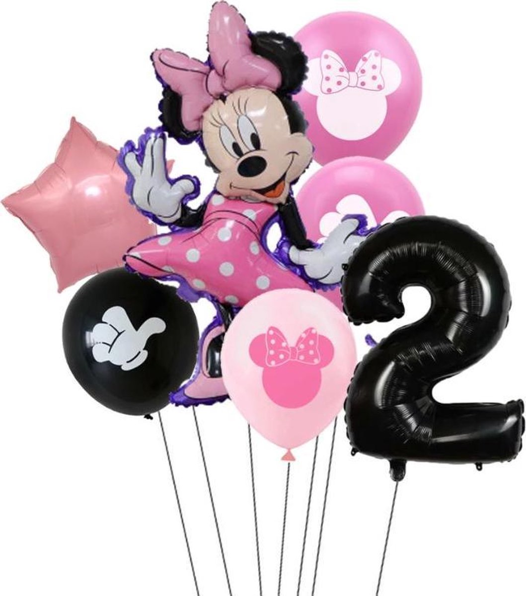 7 stuks ballonnen Minnie Mouse thema - verjaardag - 2 jaar | bol.com