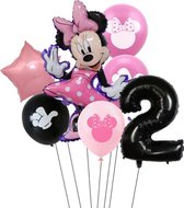 7 stuks ballonnen Minnie Mouse thema - verjaardag - 2 jaar