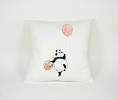 Kussensloop Panda met Ballonnen - Sierkussen - Decoratie - Kinderkamer - 45x45cm - Exclusief Vulling - PillowCity