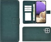 Samsung Galaxy A12 Hoesje - Bookcase - Pu Leder Wallet Book Case Groen Cover