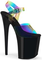 Pleaser Sandaal met enkelband, Paaldans schoenen -36 Shoes- FLAMINGO-808RB Paaldans schoenen Multicolours/Transparant