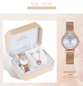 Boerni Aibisino Horloge, Oorbellen en Ketting Rosé  luxe geschenk set | Crystal glass | Premium kwaliteit uurwerk Quartz Japan | Mineraal | Geschenk | Fashion | Elegant | Dames | V