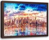 Foto in frame , Abstracte Skyline New York ,70x100cm , Multikleur , wanddecoratie