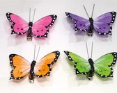 Vlinders met clip / knijper | set van 4 | decoratie en versiering | lente zomer tuin dieren