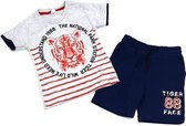 Jongens kleding set grijs T-shirt, blauwe korte broek katoen tijger maat 116