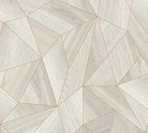 Grafisch behang Profhome 361332-GU vliesbehang glad met geometrische vormen mat grijs goud 5,33 m2