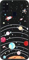 ADEL Siliconen Back Cover Softcase Hoesje Geschikt voor Samsung Galaxy A21s - Ruimte Heelal Cartoon