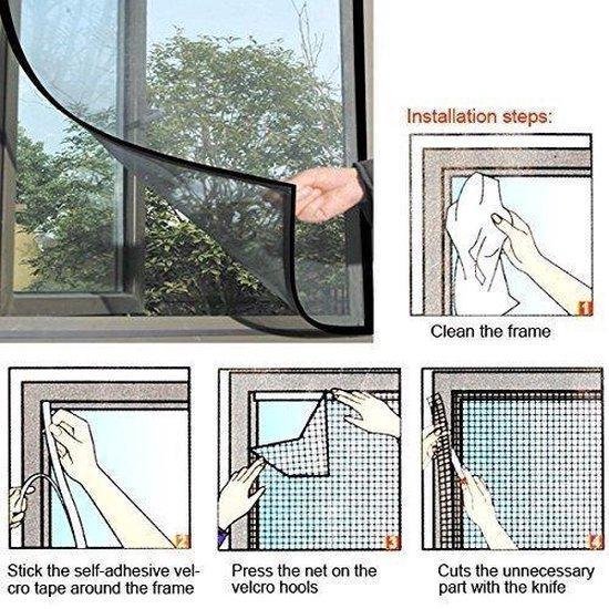 Moustiquaire Fenêtre - 2 pièces - 180x150 cm - Zwart - Moustiquaire Filet  anti-mouches | bol.com