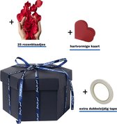 Explosion Box - (met extra rozen blaadjes en extra tape) - inclusief video handleiding - Explosie Foto Doos - foto doos - foto box - Gift Box - liefdes cadeau - cadeau voor hem - cadeau voor haar - Cadeau voor man - Cadeau voor vrouw - Moederdag