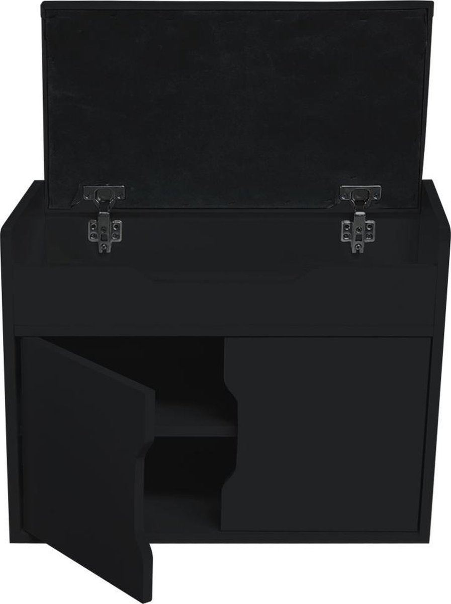 VDD Schoenenkast bankje met opbergruimte halbankje opklapbaar zitkussen zwart