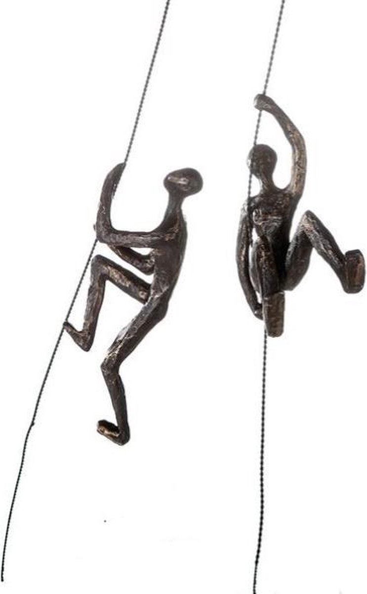 Gilde handwerk - Wanddecoratie - Sculptuur klimmende figuren- polyresin- muurdecoratie beeldje hoogte 19 cm