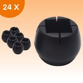 FLOOQ - Stoelpoot Doppen 15-22mm (Vierkant) - 22-25 mm (Rond) - met Anti-Kras Vilt – Stoelpoot beschermers - Vloerbescherming – 24 Stuks – Zwart