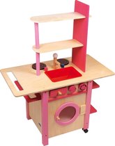 Houten speelkeukentje voor kinderen - Roze - "All in One" - Houten speelgoed vanaf 3 jaar