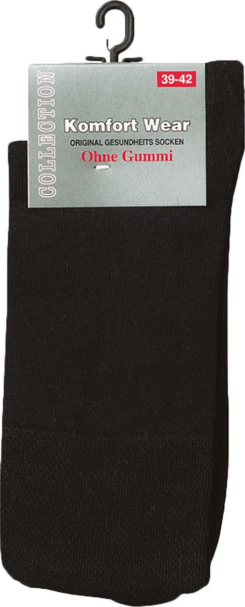 Katoenen sokken – 3 paar – zwart – zonder elastiek – zonder teennaad – maat 35/38