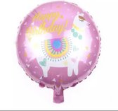 Happy Birthday ballon | Happy Birthday | Ballon | Roze/Wit - lama ballon -folie ballon lama -folie ballon unicorn-unicorn ballon