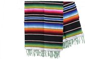 Mexicaanse Deken - Plaid - Serape - Gerecycled Acryl - 200 x 120 - Zwart - BPXZZ0black