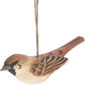 Ornament vogel mus, hout 11,5x3,5x5cm