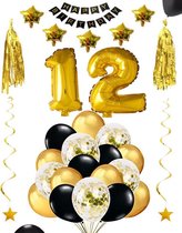 12 jaar verjaardag feest pakket Versiering Ballonnen voor feest 12 jaar. Ballonnen slingers sterren opblaasbare cijfers 12