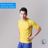 Voetbal / voetbalteam kort sportpak, geel + blauw (maat: L)