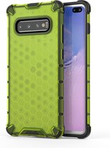 Honeycomb Shockproof PC + TPU Case voor Galaxy S10 + (groen)