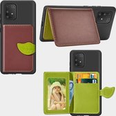 Voor Galaxy S10 Lite / A91 Leaf Buckle Litchi Texture Card Holder PU + TPU Case met Card Slot & Wallet & Holder & Photo Frame (Brown)