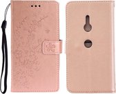 Voor Sony Xperia XZ3 Plum Blossom Pattern Links en Rechts Flip Leren Case met Beugel & Kaartsleuf & Portemonnee & Lanyard (Rose Gold)