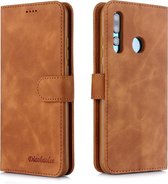 Voor Huawei Honor 10i Diaobaolee Pure Fresh Grain Horizontale Flip Leather Case met houder & kaartsleuven (geel)