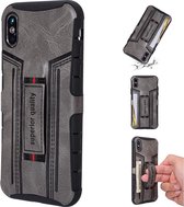 Voor iPhone XR Four-Corner Shockproof Paste Skin TPU beschermhoes met kaartsleuven (grijs)
