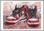 Nike SB dunk high Supreme ‘Red Stars’ painting (reproduction) 71x51cm