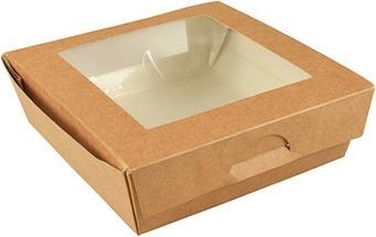 Image of 25 x PAPSTAR Saladebox 'PURE' vierkant 1.000 ml, bruin 16 x 16 x 5 cm