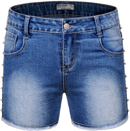vervormen luisteraar rib Meisjes jeans korte broek / korte spijkerbroek maat 122/128 | bol.com