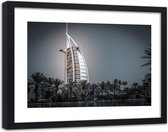 Foto in frame ,  Modern Hotel in Dubai  ,120x80cm , Zwart wit , wanddecoratie