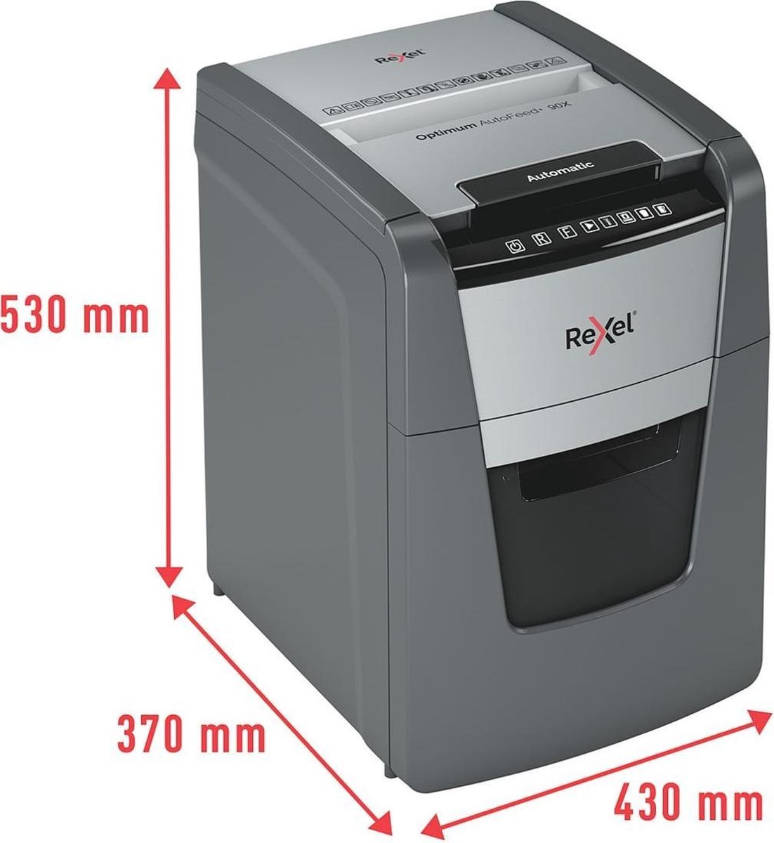 Rexel Optimum AutoFeed 90X Papierversnipperaar - P4 Snippers - Automatische Invoer Tot 90 Vel - 34L - Zwart thumbnail 7