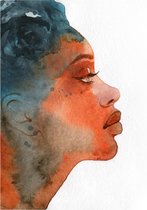 Poster Aquarel van een vrouw En Profil