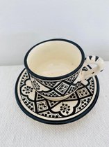 Traditionele Koffie Kopjes | Set van 2 | Handgemaakte Asfi Beldi Mokken | Marokkaanse Aardewerk | Beldi