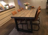 Industriële eettafel, kleur antraciet, 160cm met Industrieel slank U-onderstel