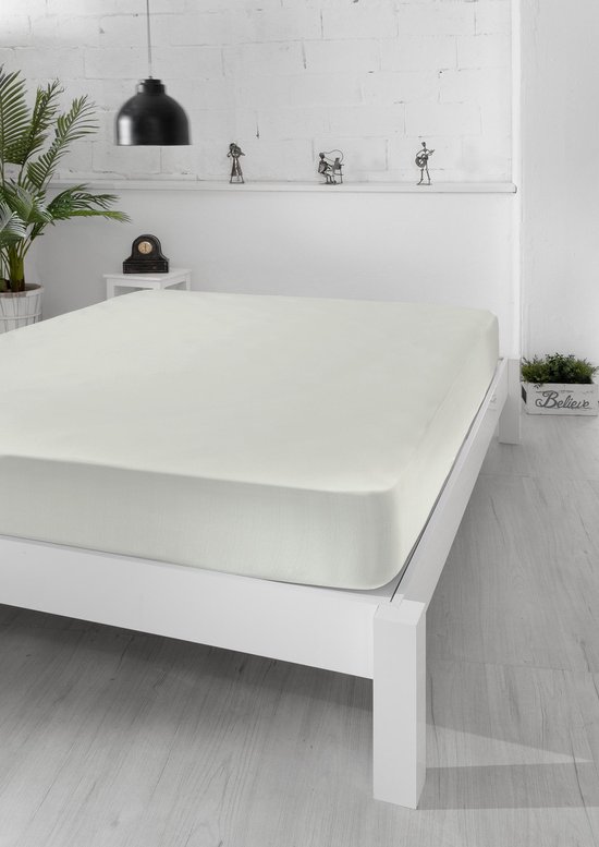 UNIFICATO Hoeslaken 90/100x200 cm - Zachte Jersey - Stretch - 100% Katoen - Creme