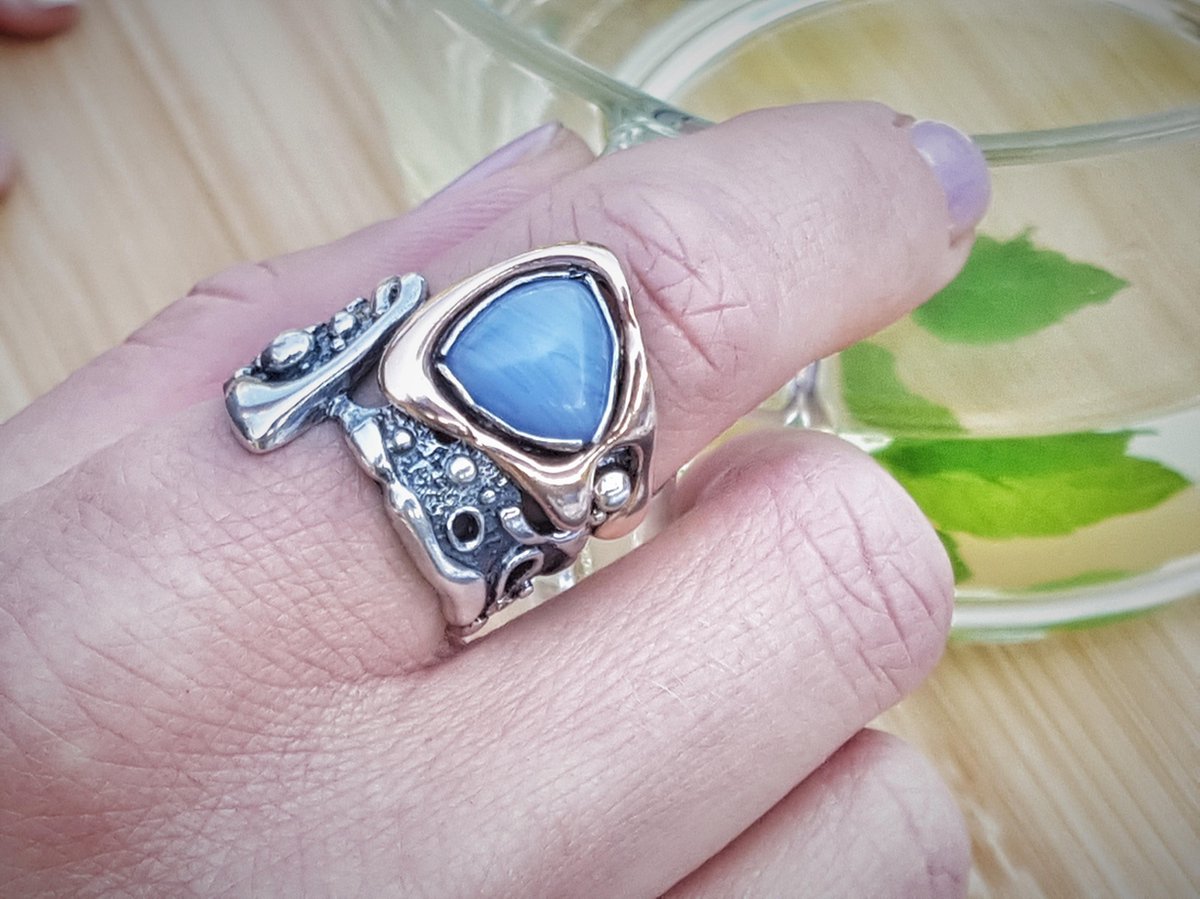 marutti Zilveren ring met blauw Agaat