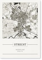 Stadskaart Utrecht - Plattegrond Utrecht – city map – Dibond muurdecoratie 30 x 40 cm