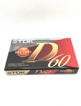 Cassette TDK D 60 positions normale - Idéal pour tous les besoins d'enregistrement / Cassette Blanco scellée / Platine cassette / Walkman.