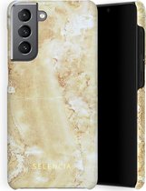 Selencia Maya Fashion Backcover Samsung Galaxy S21 hoesje - Marble Sand