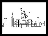 Art for the Home - Print in Frame - New York Vrijheidsbeeld - 40x30 cm